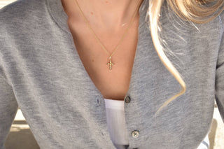 The Sis Kiss - Mini Hope Cross Charm: Gold