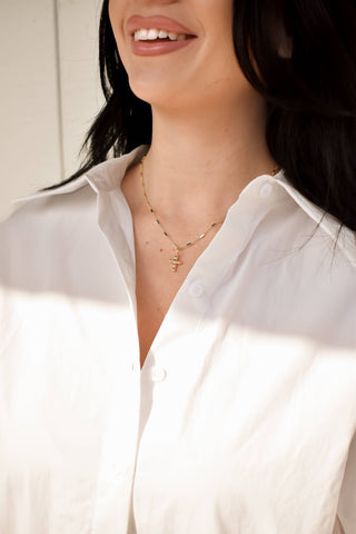 The Sis Kiss - Station Bar Chain (Threader Chain for Charms and Initials): Silver / 16" + 2"