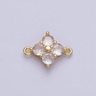 18K Gold Filled CZ Clover Flower Connector in Silver