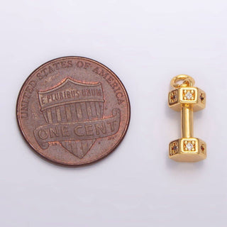 Micro Paved CZ Barbell Dumbbell Charm