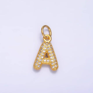 24K Gold Filled CZ Chubby Bubble Balloon Initial Letter Pendant