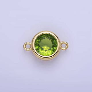 14K Gold Filled Birthstone CZ Round Bezel Connector