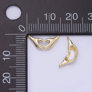 14K Heart Charm Hand Gesture Charm Connector