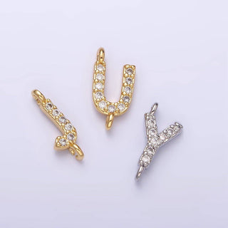 16K Micro CZ Initial Letter Sideway Loop Connector
