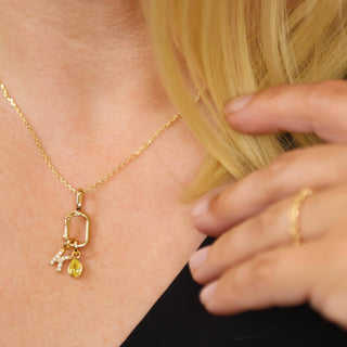 18k Gold Filled Birthstone Bezel Drop Charm : Garnet