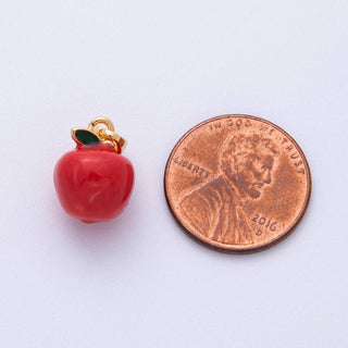 18K Gold Filled 13.5mm Red Apple Fruit 3D MultidimensionalCharm