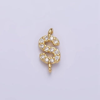 16K Micro CZ Initial Letter Sideway Loop Connector