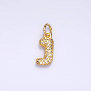24K Gold Filled CZ Chubby Bubble Balloon Initial Letter Pendant