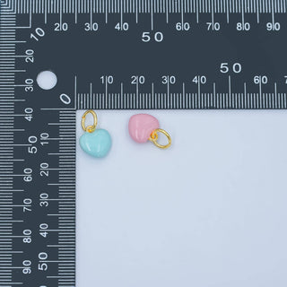 24K Gold Filled Blue, Pink Enamel Heart Charm