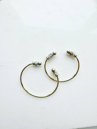 The Sis Kiss - Slider Charm Cuff - Designed for slider Charms and Initials : Gold / Size 1 - 2" Diameter