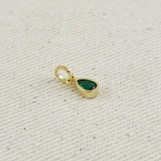 18k Gold Filled Birthstone Bezel Drop Charm : Garnet