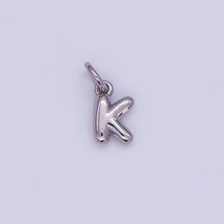 Micro White Gold Filled 10mm Initial Letter Bubble Charm in Silver