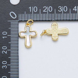 14K Gold Filled Shell Pearl Cross Charm