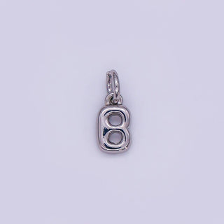 Micro White Gold Filled 10mm Initial Letter Bubble Charm in Silver