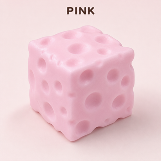 Crunchy Cheese Block Squishy Toy: Pink