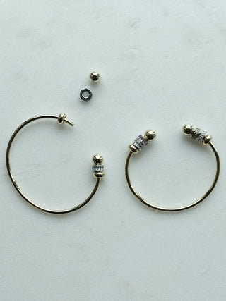 The Sis Kiss - Slider Charm Cuff - Designed for slider Charms and Initials : Gold / Size 1 - 2" Diameter