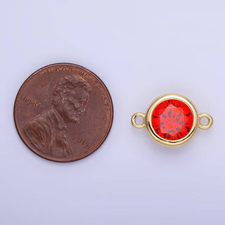 14K Gold Filled Birthstone CZ Round Bezel Connector