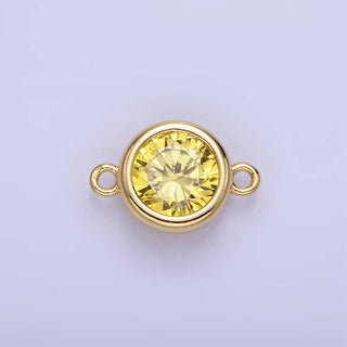 14K Gold Filled Birthstone CZ Round Bezel Connector