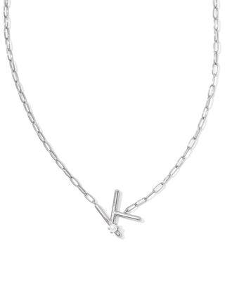 Pearl Silver Letter Short Pendant Necklace