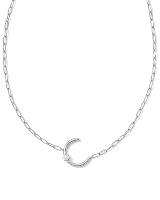 Pearl Silver Letter Short Pendant Necklace