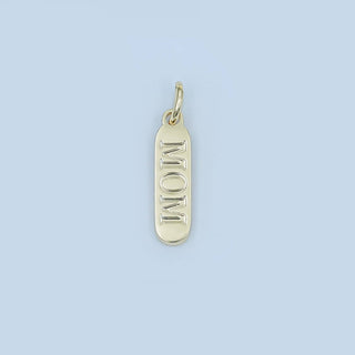 Gold "MOM" Script Tag Mini Charm