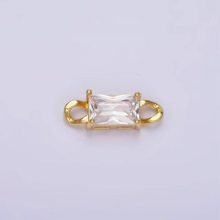 24K Gold Filled Clear CZ Baguette Connector