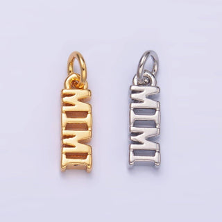 24K Gold Filled Grandmother "MIMI" Script Charm in Silver