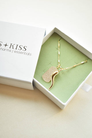 The Sis Kiss - Mini Pave Crystal Dog Tag