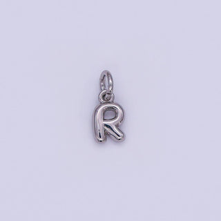 Micro White Gold Filled 10mm Initial Letter Bubble Charm in Silver