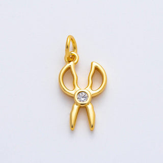 18K Gold Filled CZ Scissor Open Charm