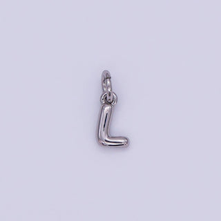 Micro White Gold Filled 10mm Initial Letter Bubble Charm in Silver