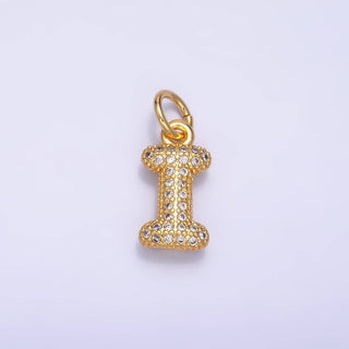 24K Gold Filled CZ Chubby Bubble Balloon Initial Letter Pendant
