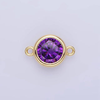 14K Gold Filled Birthstone CZ Round Bezel Connector