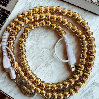 Glamour Gold Beaded Charging Cable