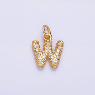 24K Gold Filled CZ Chubby Bubble Balloon Initial Letter Pendant