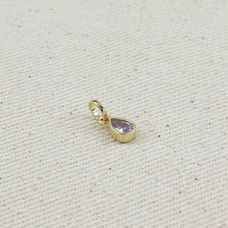 18k Gold Filled Birthstone Bezel Drop Charm : Garnet