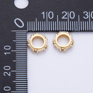 14K Gold Filled 9.8mm Clear CZ Baguette Round Rondelle Spacer Bead