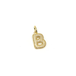The Sis Kiss - Bubble Letter Initial Charm: Silver