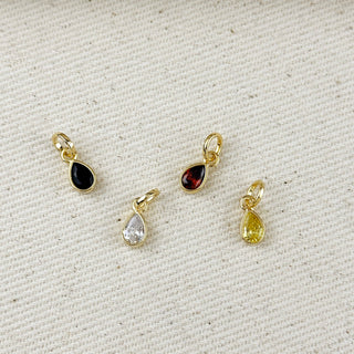 18k Gold Filled Birthstone Bezel Drop Charm : Garnet