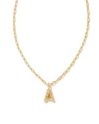 Crystal Letter Gold Short Pendant Necklace