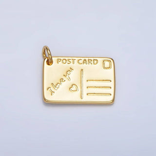 "I Love You" Script Post Card Charm in Silver