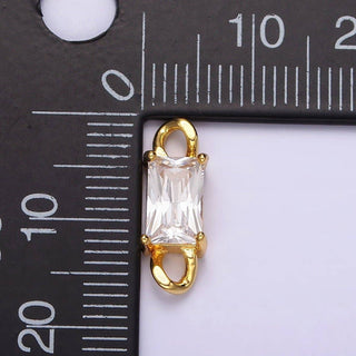 24K Gold Filled Clear CZ Baguette Connector