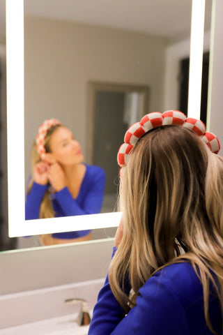 KAXI - GRWM HEADBAND & WRISTBAND SET: PINK & BLUE POLKA DOT / WITH WRISTBANDS