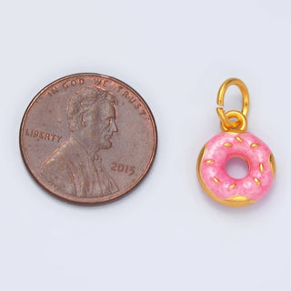Pink Glazed Sprinkle Donut Dessert Enamel Charm