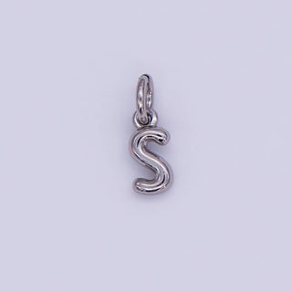 Micro White Gold Filled 10mm Initial Letter Bubble Charm in Silver