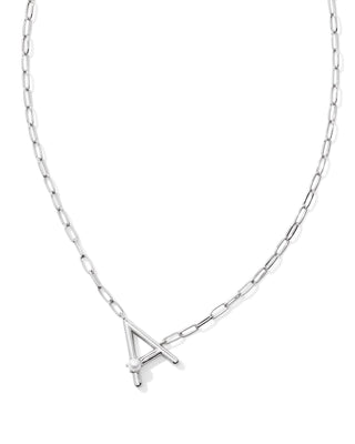 Pearl Silver Letter Short Pendant Necklace