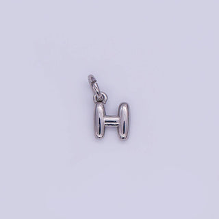 Micro White Gold Filled 10mm Initial Letter Bubble Charm in Silver