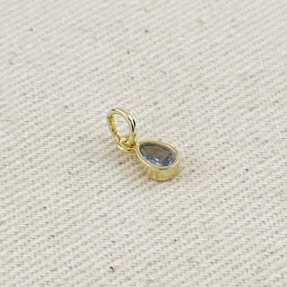 18k Gold Filled Birthstone Bezel Drop Charm : Garnet