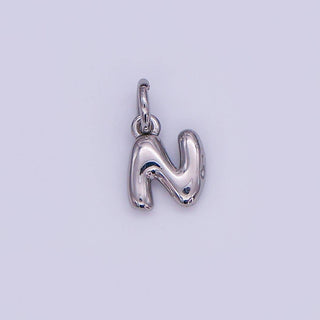 Micro White Gold Filled 10mm Initial Letter Bubble Charm in Silver