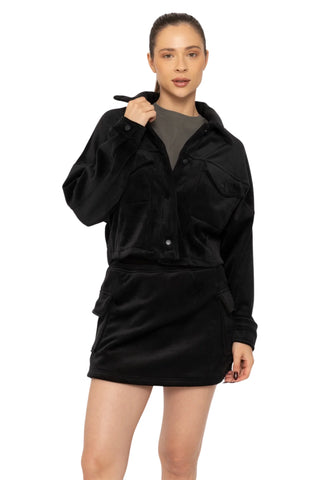 The Kimmie Brushed Corduroy Cropped Jacket & Cargo Skort Set